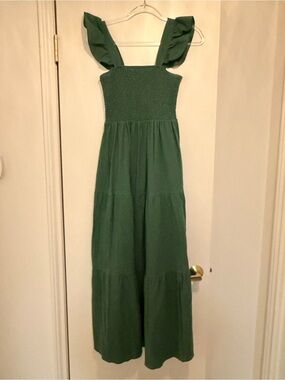 Green Ruffle-Strap Maxi Dress size S